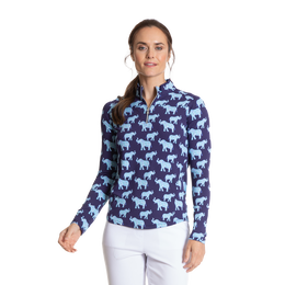 Elephant Print Sun Protection Quarter Zip Pull Over